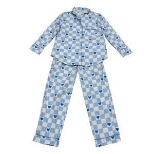 Printfresh Blue Hearts Long Pajama Set Size S